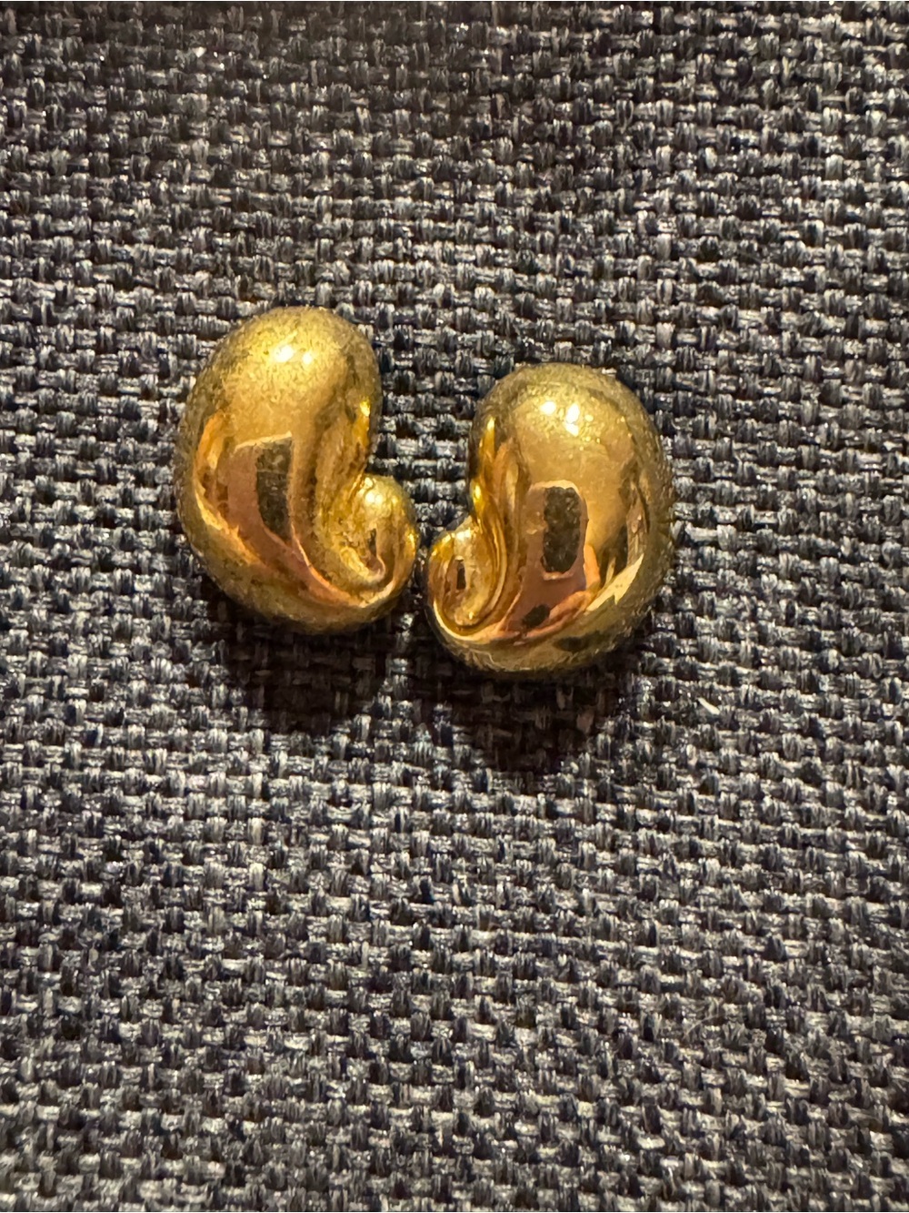 Gold-Tone Sculpted Bean Shaped Earrings